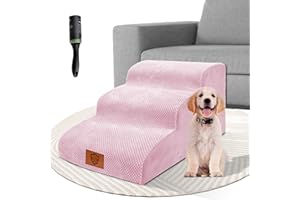 ZVONEMA ZNM Escalier pour Chiens Canapé, Rampe pour Chien en Éponge, Escalier pour Animaux avec Déhoussable Revêtement, Fond Antidérapant, Rose - Envoyer Rouleau adhesif Vetement