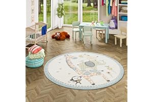 ‎PERGAMON Pergamon Kinder Teppich Maui Kids Safari Tiere Bunt Rund in 3 Größen