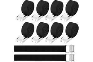 NUANGOO 10 Piezas Cinchas de Amarre,25mm x 4m Correas Tensoras，con Cierre de Clip según DIN EN 12195-2, Correa de Fijación para Furgonetas, Motos, Bicicletas, Negro