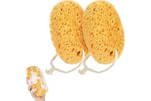 KFHENSOMR 2 Stück Badeschwamm, Körperschwamm mit Kordel, Ultraweich Angenehme Naturschwamm Groß Peeling Duschschwämme für Schaum Duschzubehör Empfindliche, Trockene Haut