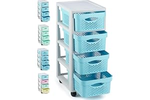 VIEIRA HOME Mueble almacenaje Plastico torre cajonera organizador cajones con ruedas archivador - Escritorio,Oficina, escuela,baño, sala de estar - 69x29cm - Hecho en E.U