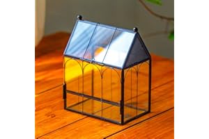 NCYP 14,7x9,6x17,8 cm Pequeño Recinto de Araña de Vidrio con Malla para Arañas Saltarinas, Caracoles, Insectos, Terrario de Plantas de Apertura Frontal en Forma de Casa(Solo Terrario, sin Plantas)