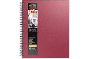 Carnet de croquis Arteza pour aquarelle, 22,8x30,5cm, journal à couverture rigide rose, 64 pages, bloc de papier pour aquarelle 140lb/300gsm, cahier à reliure spirale pour aquarelles, gouache et autre