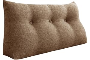 ‎BNCKTRD BNCKTRD Keilförmiger Kopfkissen Schlafzimmer Lesekissen Rückenstütze beim Sitzen im Bett Ergonomisches Lumbarkissen Körperpositionierung Bettkissen Leinen Bezug 100cm Braun