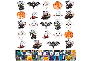 FIDWOD Halloween Party Bag Fillers for Kids: Multi-Item Party Favour Pack Pop Fidget Toys - Stocking Stuffers Goodie Bag Fillers - Stress Relief Sensory Silicone Set (24PCS Keychain+24PCS Card)