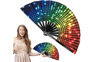 Eayoly Abanico Plegable | Abanico Plegable Arcoíris,Mano Colorido, decoración Fiesta arcoíris, abanicos Plegables a Mano para Mujeres y Hombres
