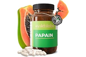 ‎VIKTILABS Papain Capsules - High Dose Enzyme from Papaya - 800 mg per Daily Dose - Naturally Derived from Cores & Peels - Premium Quality - Multistage Cleaning - No Additives - 100% Vegan (Pack of 1)