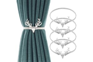 HDKAJL 4 Pcs Curtain Tie Backs, Curtain Holdbacks, Curtain Holders Gold, Curtain Clips Rope, Adjustable Decorative Alloy Curtain Straps, for Home Hotel Office Draperies Fashion(Silver Fawn)