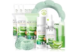 MRCUVARYAS Aloe Vera Skin Care Set Geschenke für Frauen - Skincare Set - Pflegeset Damen - Beruhigend & Feuchtigkeitsspendend Gesichtspflege Set - Beauty Set Frauen Mit Toner,Serum,Gel,Gesichtsmaske