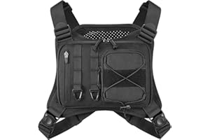 Wiserset Taktische Brusttasche für Herren und Damen, Leichte Lauf-Brusttasche mit Extra Stauraum, Laufweste mit Handyhalterung, Einheitsgröße, Verstellbar Brusttasche für Outdoor und Sport, Schwarz