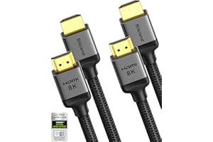 Silkland 10K 8K Kabel HDMI 2.1 3M 2Sztuki, Certyfikowany HDMI 2.1 4K@144Hz/120Hz 8K@60Hz, eARC, HDR10, Dolby Atmos, 48Gbps, HDCP2.3 do HDTV/Soundbar/PS5/Blu-Ray/Switch/Projector/Laptop/TV Box/PC