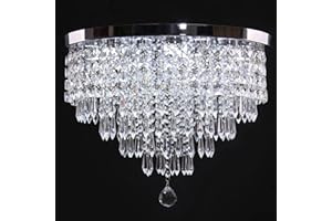 CXGLEAMING 19,7" Moderne Lampadario LED a soffitto in cristallo plafoniera a sospensione incasso lampada rotondo lampadario per cucina soggiorno cameretta bagno(17 luci, luce fredda)
