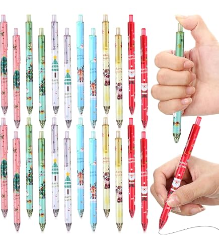 24 Weihnachts-Kugelschreiber Set – 0,5 Mm Gel-Tinte, Mit Weihnachtsmotiven – Für Schule, Büro & Geschenke