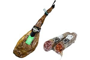 8 Kg Jambon Iberique PATA NEGRA 100% naturel - Originaire de porcs ibériques élevés en plein air à Dehesas + Chorizo ibérique + Saucisse ibérique |IBERIC BOX INSIGNIA IBERICA |