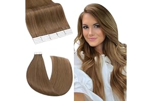 ELAILITE Tape in Hair Extensions Human Hair Thick Volume 3g/pcs - 20Pcs 100% Real Natural Remy Hair Skin Weft Extension (#6 Light Brown, 14 inches)