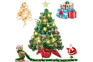 SHENGRUILI 60cm Mini Weihnachtsbaum,Mini Tannenbaum für Tisch,Weihnachtsbaum Miniatur,Mini Weihnachts Baum mit LED Lichterketten,Künstlicher Weihnachtsbaum,Weihnachts Baum klein,Christbaum,Weihnachtsdeko