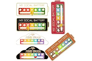 ZIRANEE Épingle de Batterie Sociale,6 PCS Broches de Conversion d'humeur Broche de Batterie Sociale Drôle Réglable Coulissant Expression Créative de Suivi d'humeur pour Garçons Filles Hommes Femmes Cadeau