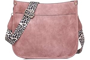 FORRICA Bolso Bandolera Mujer Grande Moda Crossbody Bolso de Hombro Cuero PU Bolso Cruzado Señoras Bolso Mensajero con Leopardo Correa Rosa