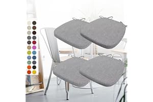 ASELBIA 4er Set Stuhlkissen 40x38x3cm mit Bändern,Waschbare Sitzkissen Rutschfest,Stuhlauflage Stuhlpolster Sitzkissen,Abnembar Bezug Mit Reißverschluss,Ideal für Zuhause Büro Küche Esszimmer,Dunkelgrau