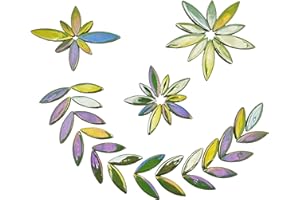 YOZIEMQ 500 g Weidenblatt-Blütenblatt-Mosaik, unregelmäßige Mosaikstücke für Heimdekoration oder Bastelarbeiten, Mosaikherstellungszubehör (Schillerndes Hellgrün)