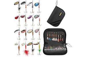 PLUSINNO Angelköder,Blinker/Spinner/Wobbler Set,Angelset mit Tragetasche für Hecht,Zander,Barsch und Forelle