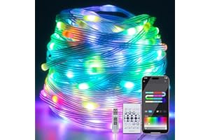 CUQI Tubo Luminoso para Exteriores, 20 m 200 LED IP65 Cadena de Luces RGB Impermeable para Exteriores, Control Mediante Aplicación con Conexión USB para Balcón/Jardín/Fiestas/Halloween/Navidad