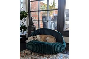 EDEL&SCHNELL Hundebett Bezug 125 cm dunkelgrün | Wechsel- & Ersatzbezug aus weichem Kunstfell mit Deckel | passend für Hundebett Flocke & als gemütliche Hundehöhle