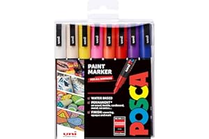 Posca PC-3M - Pack de 16 rotuladores de pintura al agua con punta redondeada, multicolor