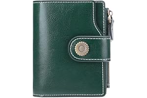 SENDEFN Cartera Monedero Mujer pequeña de Piel auténtica - 16 Ranuras para Tarjetas con Bloqueo RFID - Billetera Cartera de Tarjetero y Cremallera para Monedas