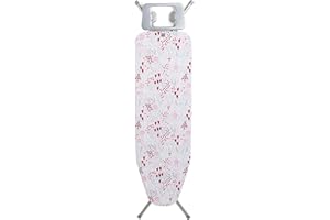 Kleeneze KL063052UKFLOEU 120 x 38 cm Planche à Repasser Pliable, Motif Blossom, Table Repassage avec Repose-Fer, Housse en 100% Coton et Lavable en Machine, Peu Encombrant