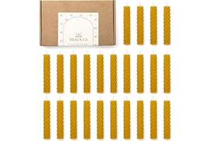 BESOULS 24 Velas de Miel de Abeja de 10x1cm | Ritual Mágico de Buena Suerte 11/22 + QR con contenido digital | 100% Cera Natural | Hechas a Mano | Sin Parafina 10x1cm