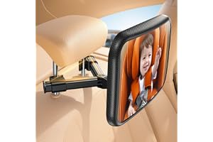Lamicall Baby Car Mirror for Backseat - [Safest Triangle Hook Clip] | Never Shake, Safest Acrylic Rear Facing Car Seat Mirror, 3S Access, 360° Rotation, Wide Clear View, Newborn Baby Accessories