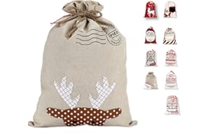LessMo Bolsa de Lona de Santa Saco de Navidad, Bolsa Grande de Lona con cordón, Bolsa de Algodón Favores de Fiesta para Almacenamiento de Paquetes de Navidad Grandes