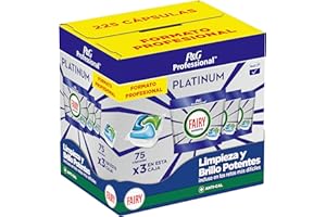 Fairy Professional Platinum Pastiglie Per Lavastoviglie, 225 Lavaggi (75x3), Azione Pulente Brillante Sul Grasso, Sistema Di Prelavaggio e Anticalcare Integrato, Per Uso Professionale