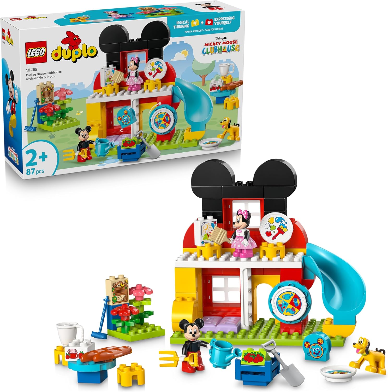 LEGO Duplo Disney Casa de Mickey Mouse con Minnie y Pluto de Juguete - Juego Educativo para la Motricidad Fina - 3 Figuras y Toodles - Regalo para Niños y Niñas de 2+ Años - 10465
