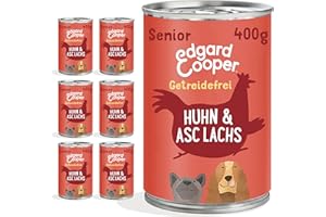 Edgard & Cooper Nourriture Humide pour Chien - Parrain - sans céréales Senior - Nourriture Humide - Poulet Naturel et Saumon - 400 g x 6 avec Beaucoup de Viande fraîche et d'intestins nutritifs
