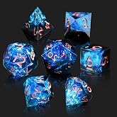Cttasty DND Zar Seti Re&ccedil;ine Keskin Kenarlı Zar Seti El Yapımı 7 par&ccedil;a &Ccedil;ok Y&uuml;zl&uuml; Zar Seti DND RPG MTG Rol Oyunu Zar Seti DND D
