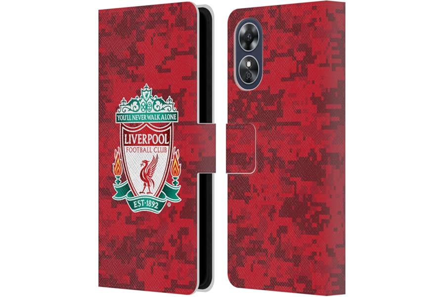 Head Case Designs Officially Licensed Liverpool Football Club Home Red Crest Digital Camouflage Leather Wallet Case Compatible With Oppo A17