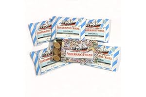 DE ANTONI FISHERMAN'S FRIEND | Confezione in Metallo porta caramelle con 5 buste di Fisherman's | La Caramella Balsamica più forte con sole 4 calorie (Original Senza Zucchero)