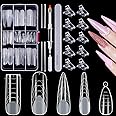MELLIEX 120 Pieces Dual Nail Forms Set, 5 Shapes Dual Tips Nail Extension Nail Gel Shapes Nail Shape Set with Dual-Ended Nail Brush, Nail Tips Clip and Nail File for Polygel
