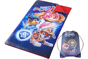 IDEA NUOVA Nickelodeon Paw Patrol The Mighty Movie, Chase,Skye, and Marshall 2 Piece Drawstring Sling Carry Bag with Sleeping Slumber Bag,30"x54"