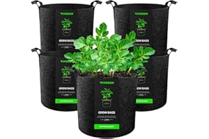‎VIVOSUN VIVOSUN 5er-Packung 12L Pflanzsack aus Vliesstoff, Hochbelastbarer Verdickter Stofftopf mit Griffen für Gemüse, Blumen, Früchte, Gewächshaus und Garten