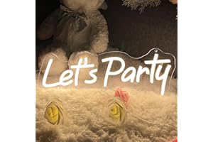 Ubaxquru Panneau Neon Light LED Let's Party pour décoration murale, pour chambre à coucher, bar, salle de jeux, salle vidéo, bar, club, décoration de cadeaux de fête, panneau lumineux de célébration