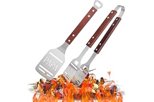 Rebundex Papa Geschenk Grillbesteck Set Grill Zubehör Grillzange Grillspachtel Grillwender Geschenke für Papa Grillzubehör Männer Geschenk Papa Geburtstag