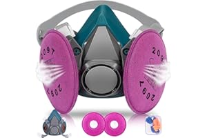 vvuvnem Respirator Mask with Filters, Reusable Respirator Mask for Chemical, Painting, Epoxy Resin, Woodworking