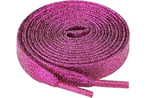 Olukssck 2 Paires Lacets Plats Pailletés Premium, Lacets de Remplacement de 10mm de Qualité Supérieure pour Chaussures de Sport, Chaussures de Ville