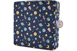 ZICAC Booster Seat Owl Printed Harness Cushion Dismountable Kid Baby Seat Highten Pad Travel Storage Chair Toddler Infant Dining Chair (Star Blue)