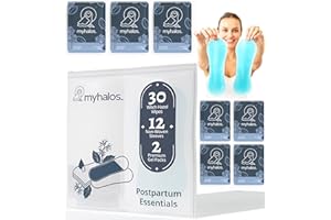MyHalos 44pcs Perineal Ice Packs and 30 Witch Hazel Wipes for Postpartum & Hemorrhoids - Soothing Cold Pads for Maternity and After Birth