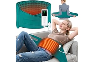 POWZOO Manta Eléctrica Lumbar,125x30cm (Zona Calefactable 59x30cm),con 9 Niveles de Temperatura,4 Temporizadores,Apagado Automático,Lavable,Almohadilla Térmica Eléctrica para Espalda/Cuello/Abdomen