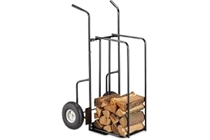 Relaxdays XL vedvagn metall, vedkärra med 2 stora hjul, upp till 200 kg, transport och lagring